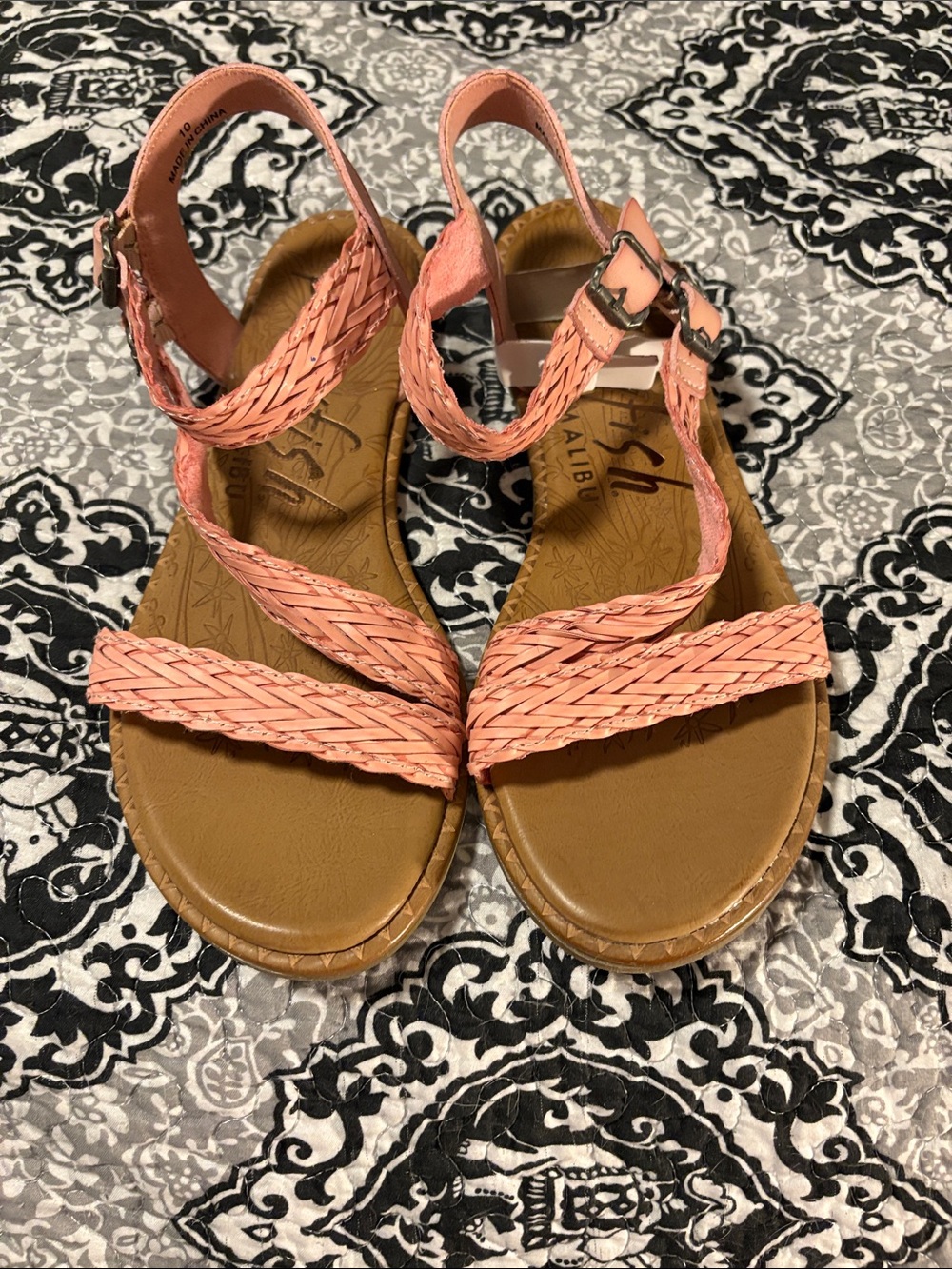 Coral Pink Braided Strappy Women's Sandals — Comfortable Summer Flat